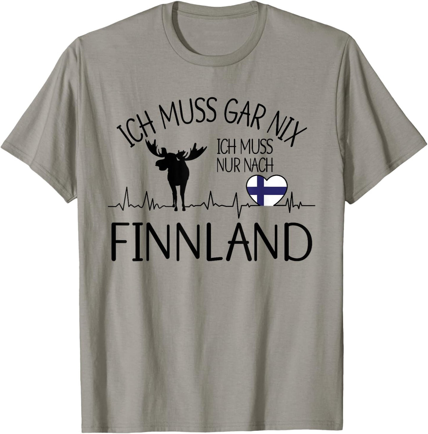with German Text "Ich muss gar nix - ich muss nur nach Finland, gray, s T-Shirt - T-Shirt | Sand