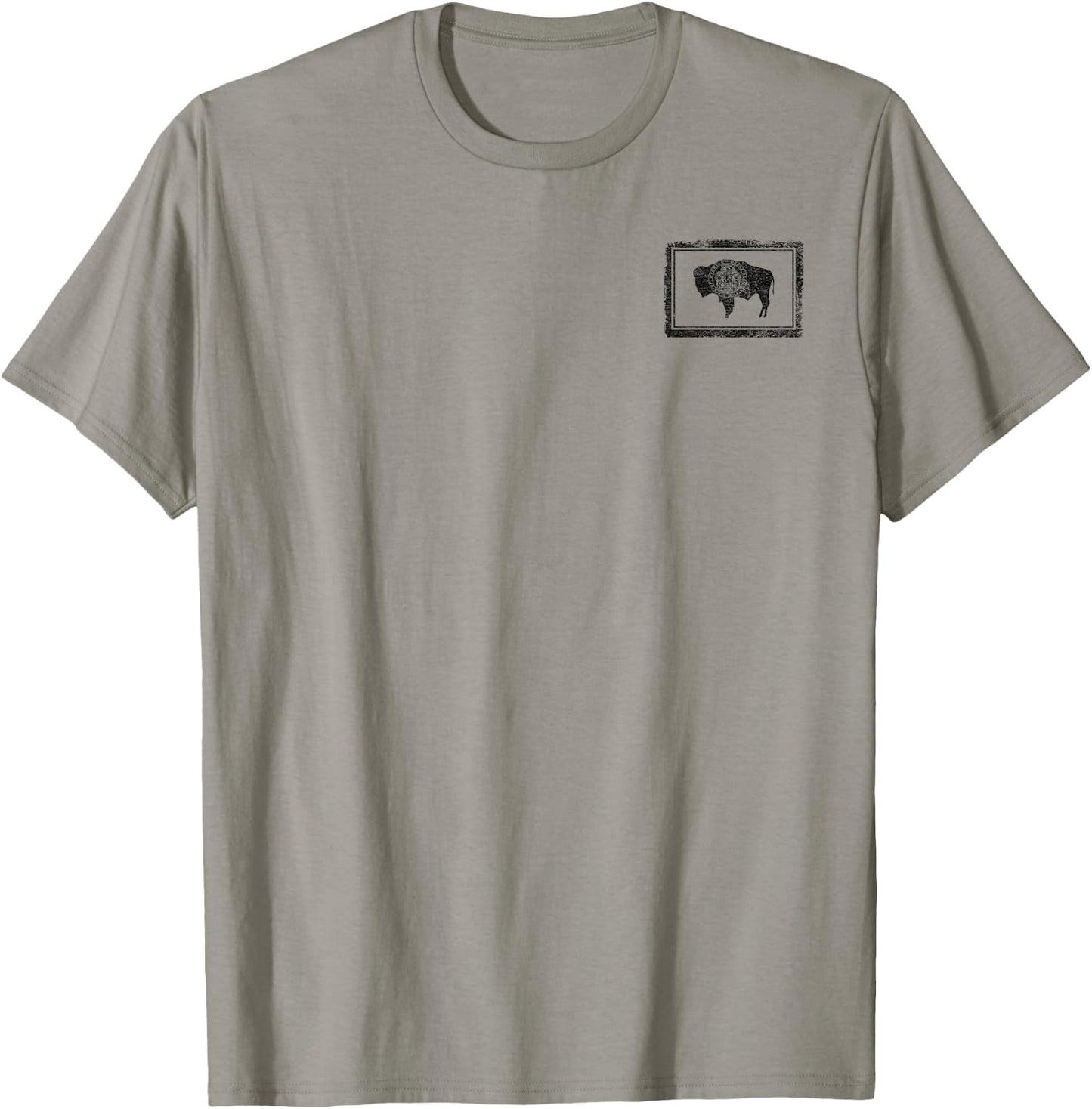 State of Wyoming Flag American Bison T-Shirt - T-Shirt | Sand