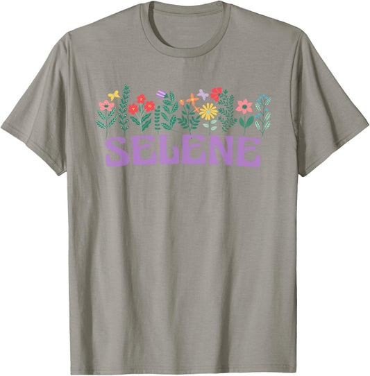 Wildflower Floral Selene Name Mother's Day Women's , white, S T-Shirt - T-Shirt | Sand