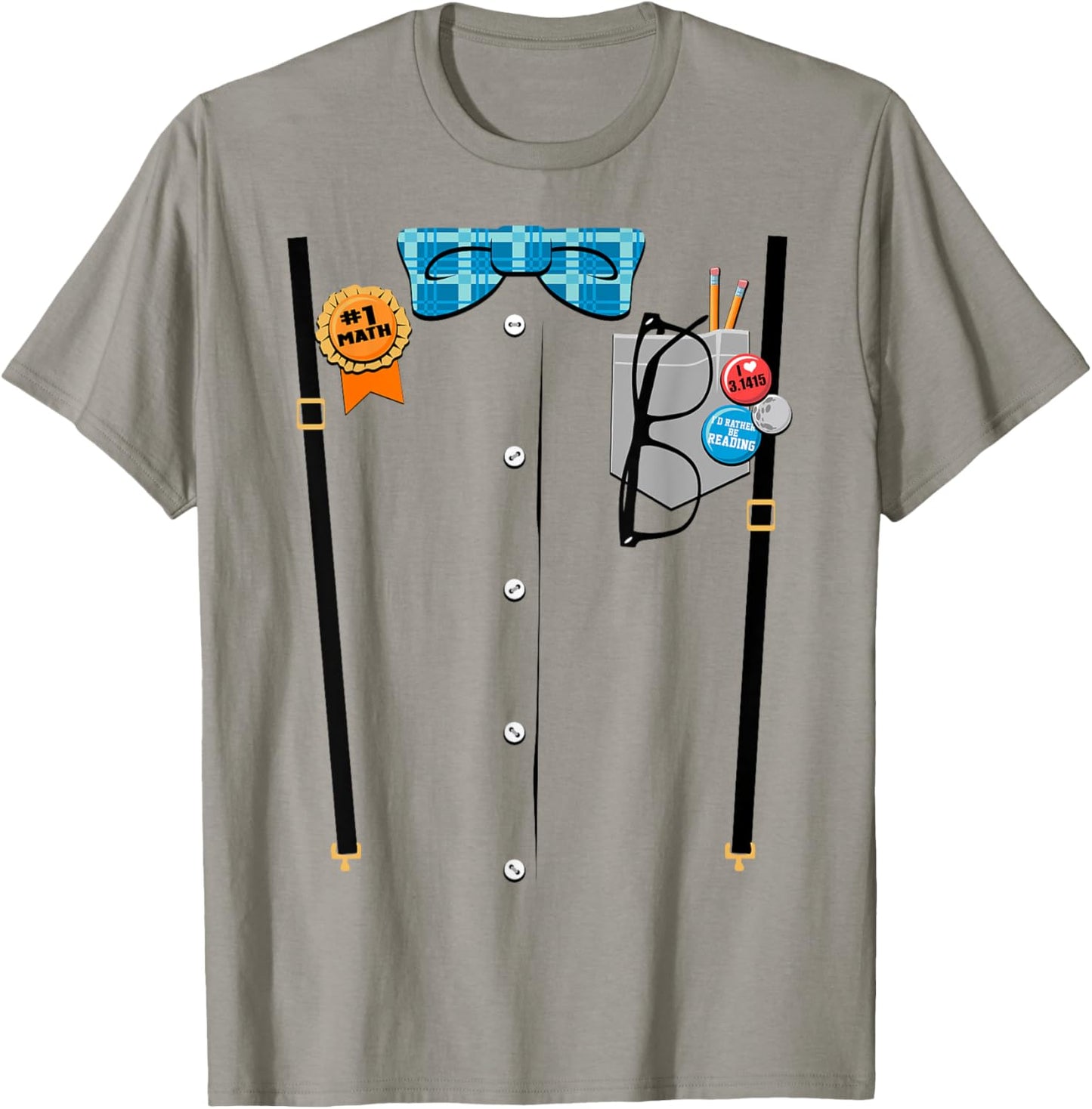 Halloween Nerd Suspenders Plaid Bow Tie Costume T-Shirt - T-Shirt | Sand