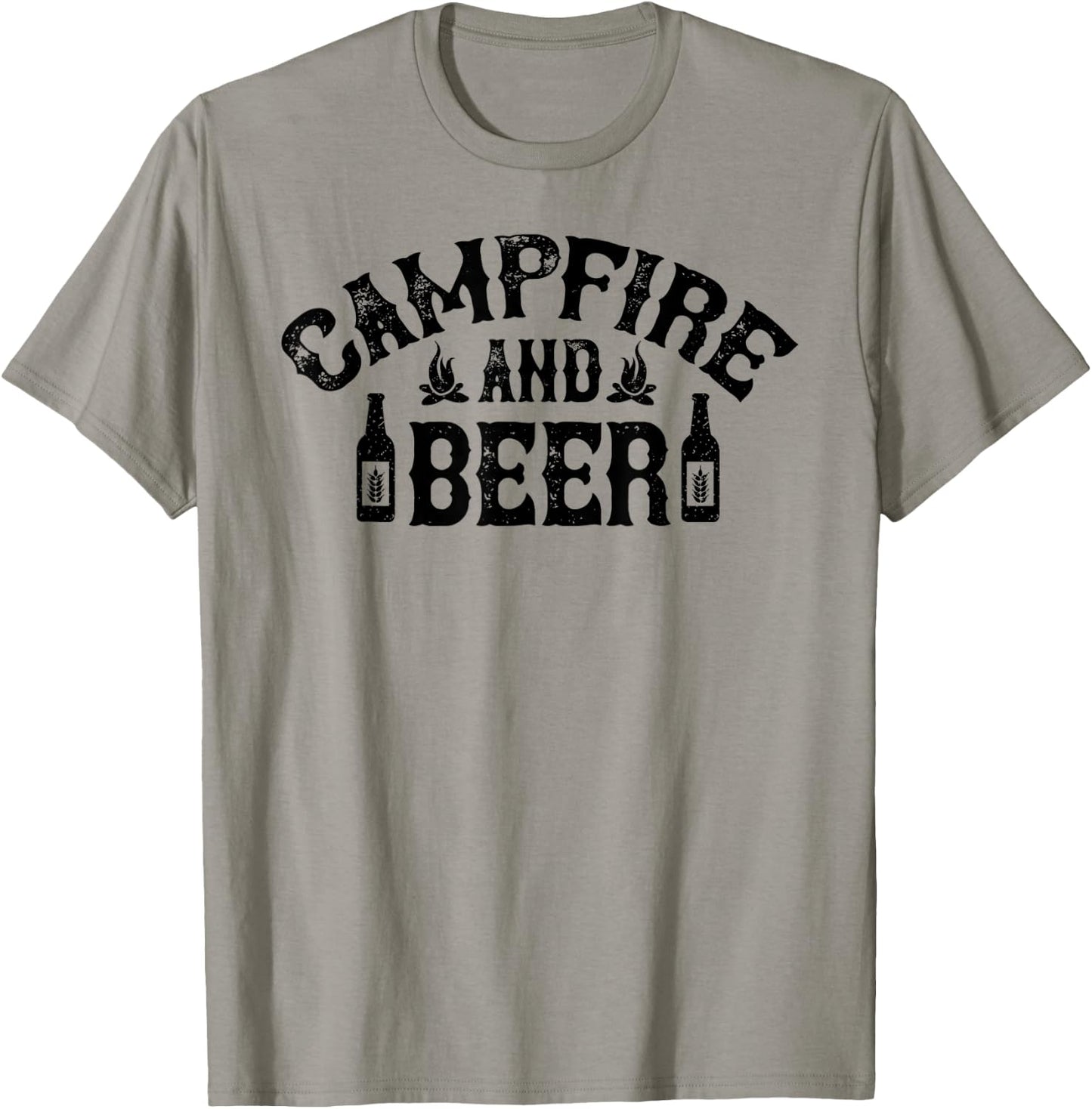 Campfire And Beer Camping T-Shirt - T-Shirt | Sand