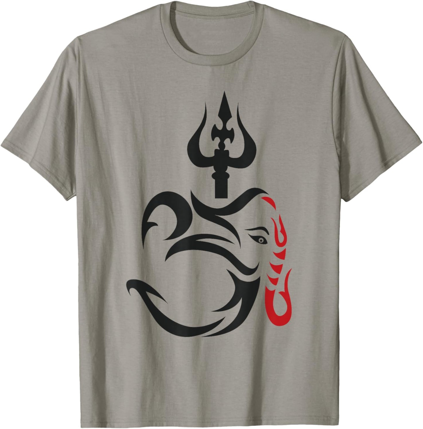 OM-Ganesha And Lord Shiva Divine Trident Trishul T-Shirt - T-Shirt | Sand
