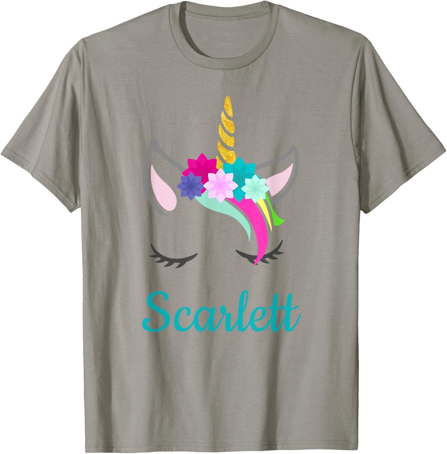 Scarlett Rainbow Unicorn Name T-Shirt - T-Shirt | Sand