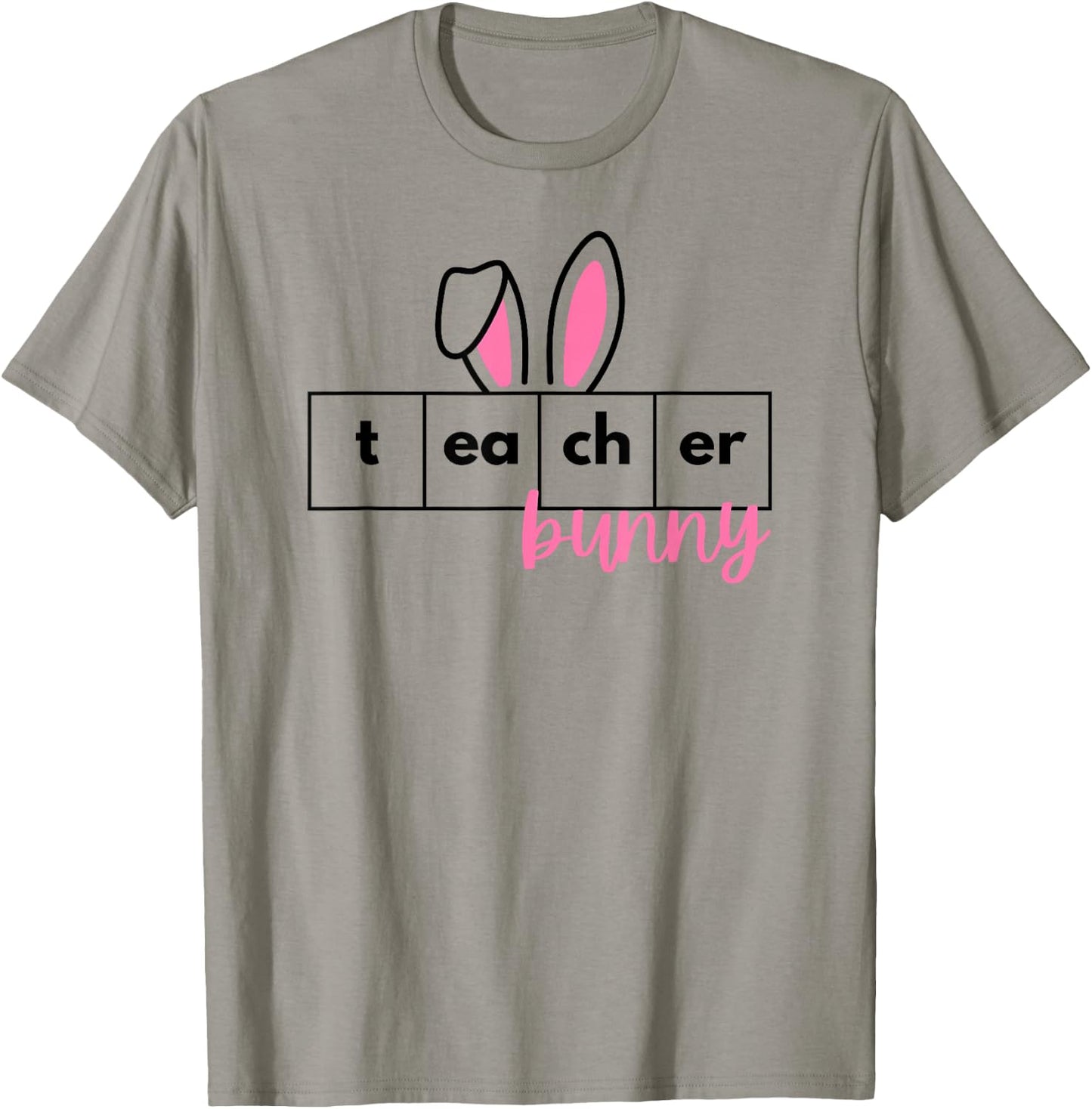 Teacher Bunny Reading Teacher Easter Spring T-Shirt - T-Shirt | Sand