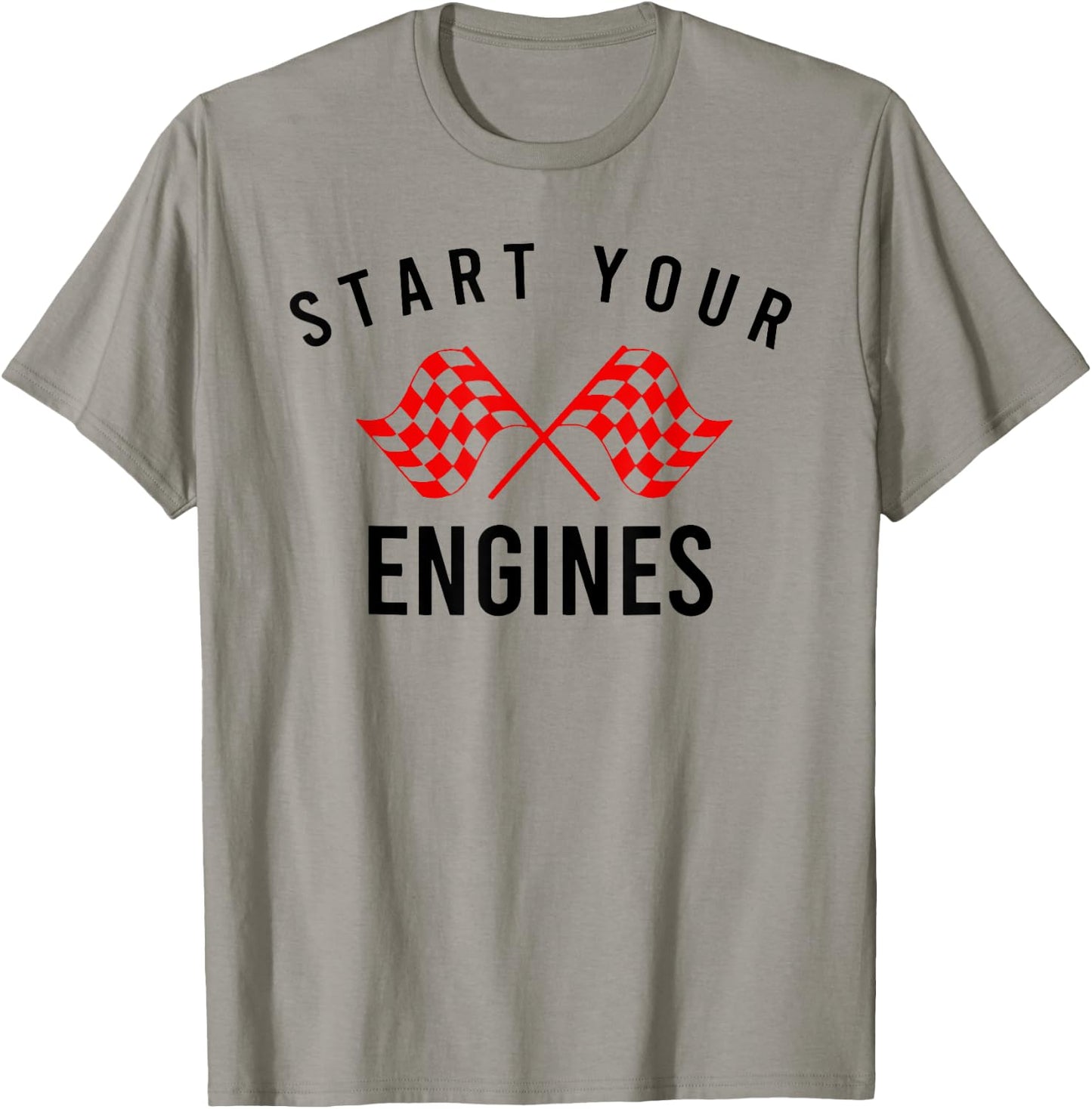 Start Your Engines Checkered Flag T-Shirt - T-Shirt | Sand