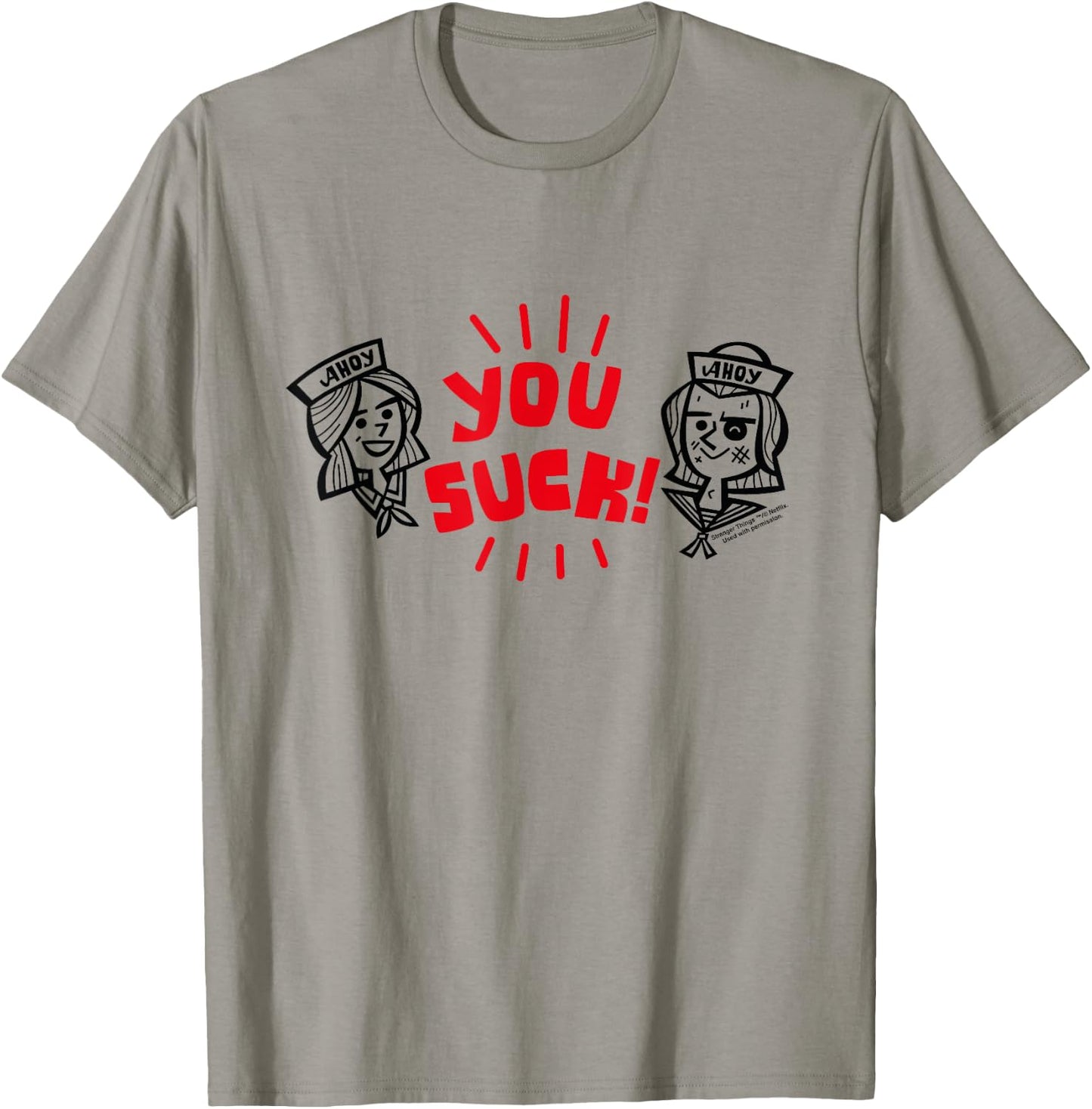 Stranger Things Ahoy Steve Harrington Robin You Suck , white, S T-Shirt - T-Shirt | Sand