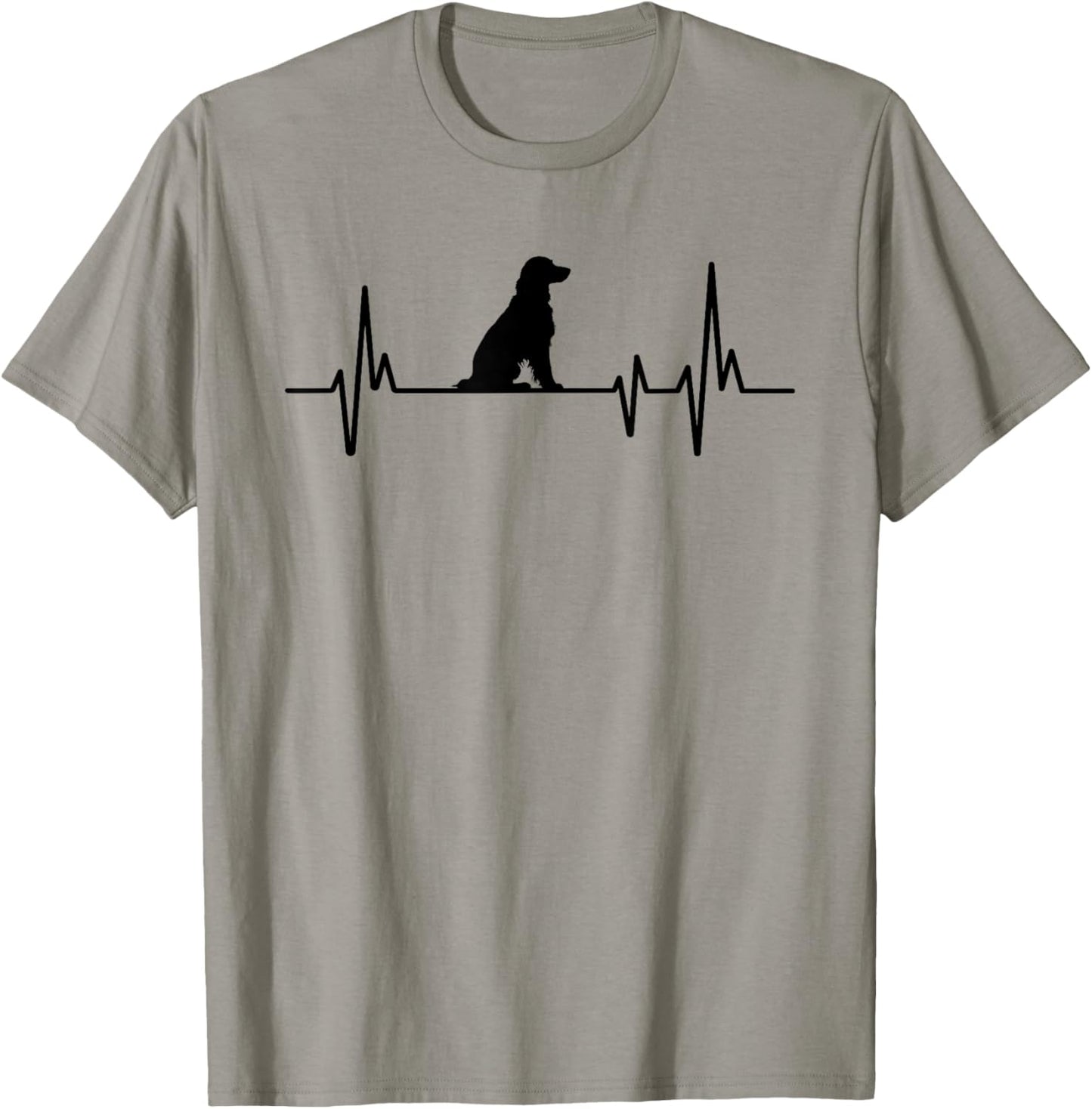 Heartbeat Heartbeat Design Flat Coated Retriever Dog , gray T-Shirt - T-Shirt | Sand