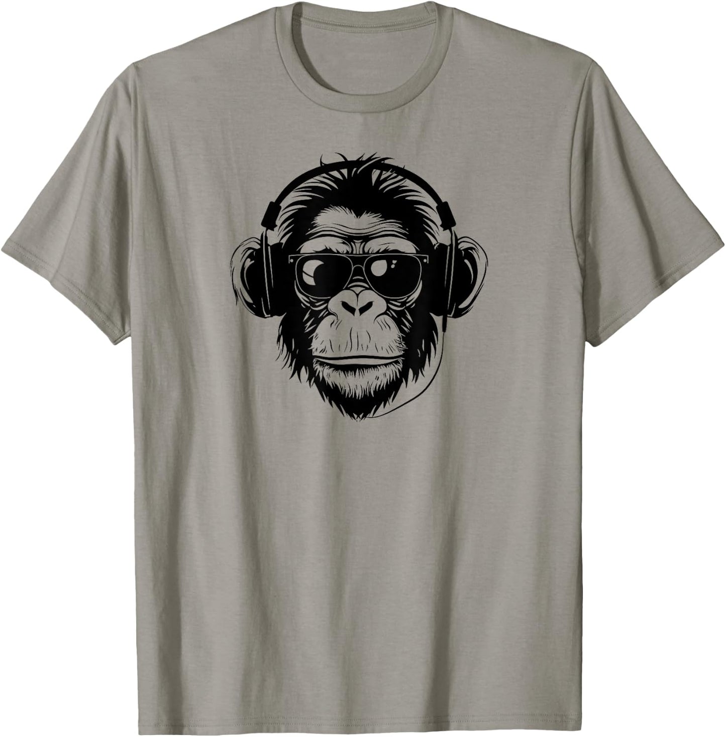 Cute Chimpanzee Monkey Headphone DJ Primate Chimp T-Shirt - T-Shirt | Sand