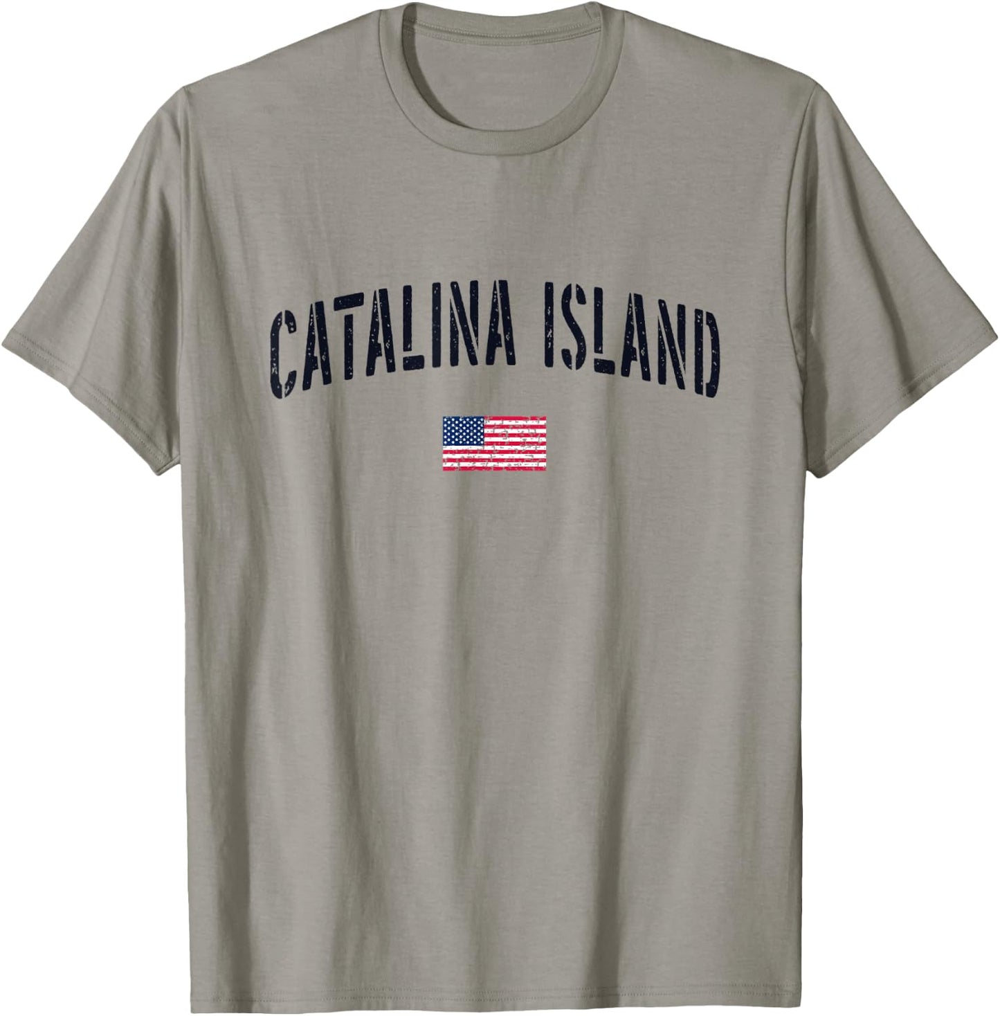 Patriotic USA Flag Stencil Catalina Island CA Women Kids Men T-Shirt - T-Shirt | Sand