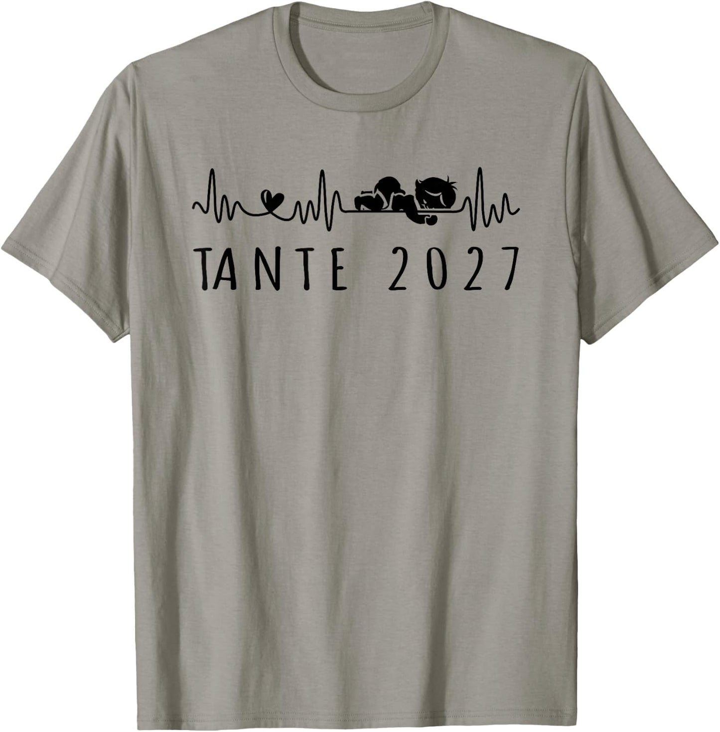 Tante 2027 Herzschlag Schwangerschaft Verkünden T-Shirt - T-Shirt | Sand