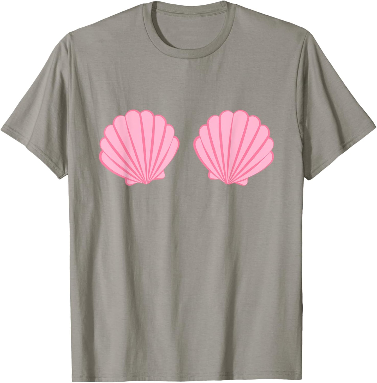 Mermaid Pink Seashell Bra Cartoon Graphic T-Shirt - T-Shirt | Sand