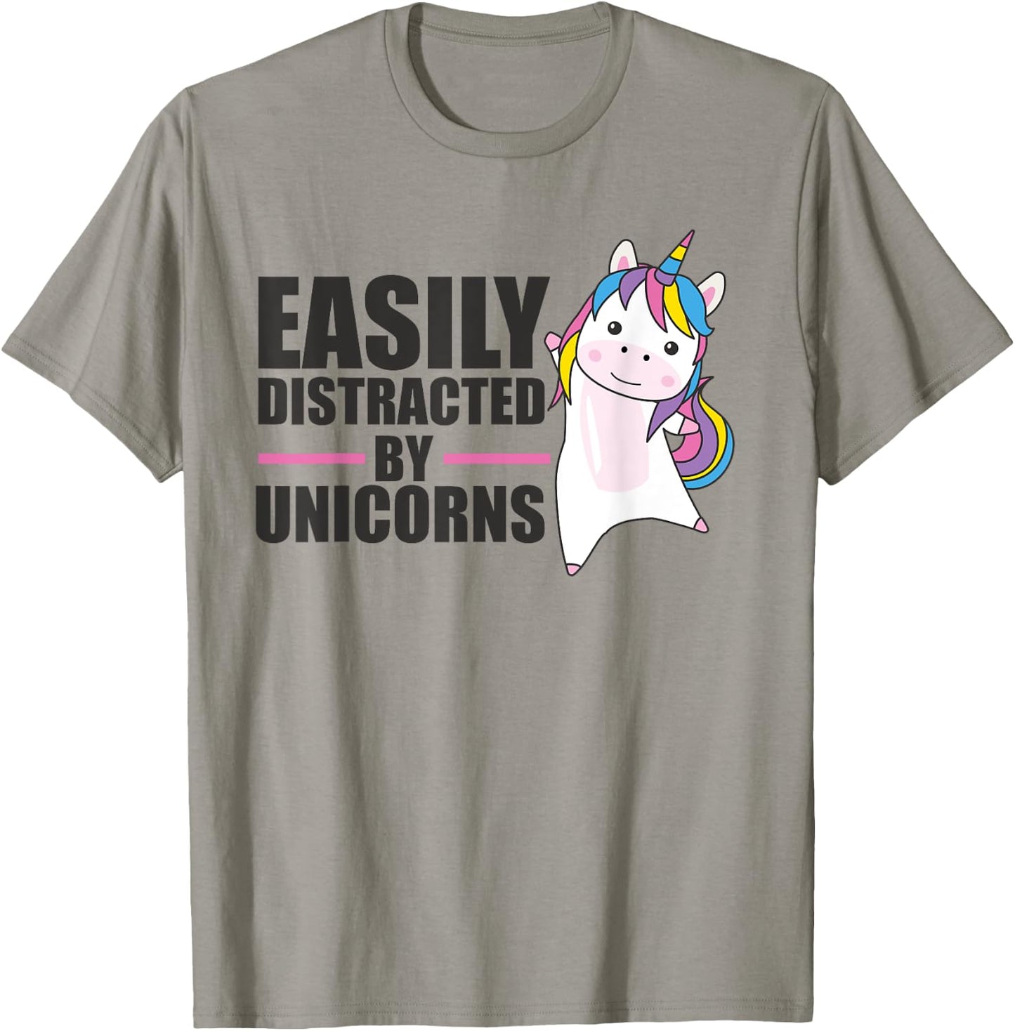 Easily Distracted By Unicorns - Cute Unicorn T-Shirt - T-Shirt | Sand