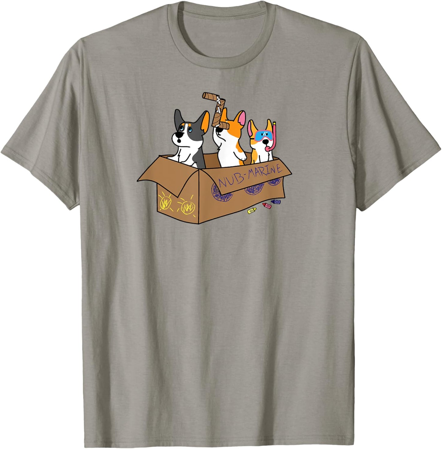 Submarine Corgi T-Shirt - T-Shirt | Sand