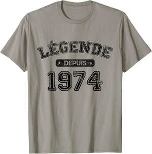 Birthday 50 Years Legend Since 1974 Birthday , grey, S T-Shirt - T-Shirt | Sand