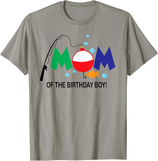 Mom of The Birthday Boy 1st Birthday Fishing Theme Boy T-Shirt - T-Shirt | Sand