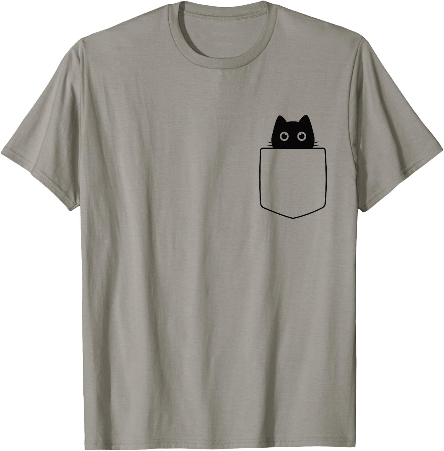 Cat in Pocket Shirt for Kids Women Men Funny Cute Cats Lover T-Shirt - T-Shirt | Sand