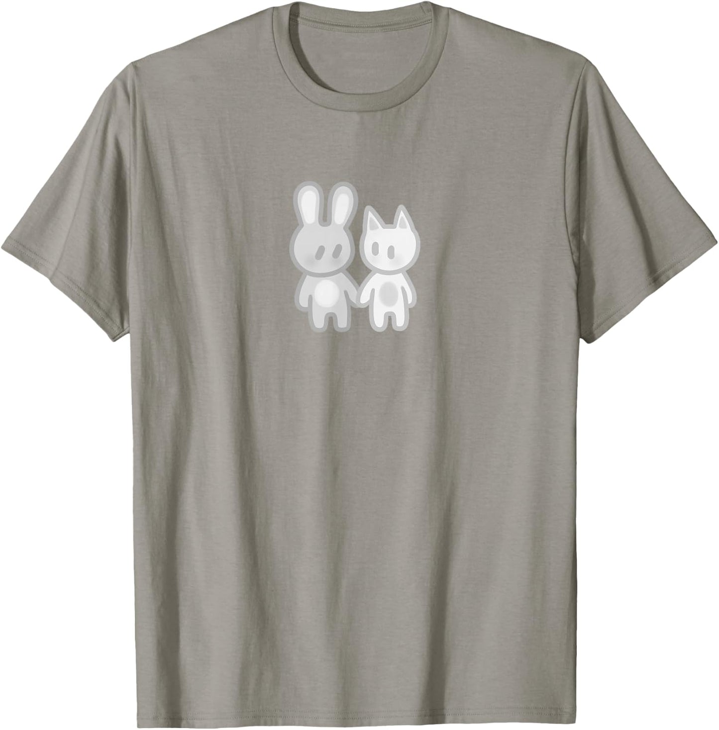 Niedlicher Kawaii Y2K Kokette Hase und Katze T-Shirt - T-Shirt | Sand