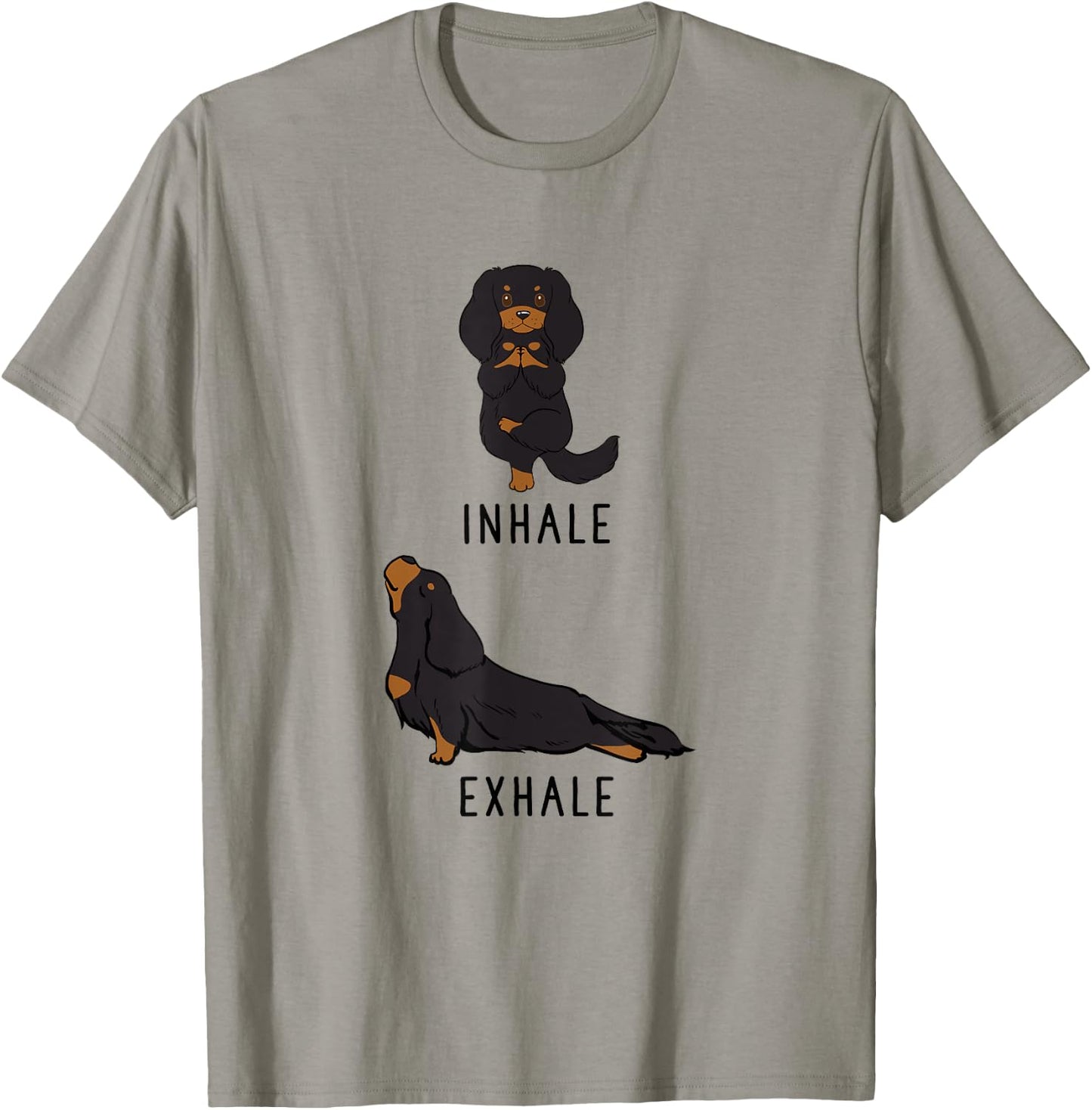 Inhale Exhale Cavalier King Charles Spaniel Funny Dog Yoga Women Girls Kids T-Shirt - T-Shirt | Sand