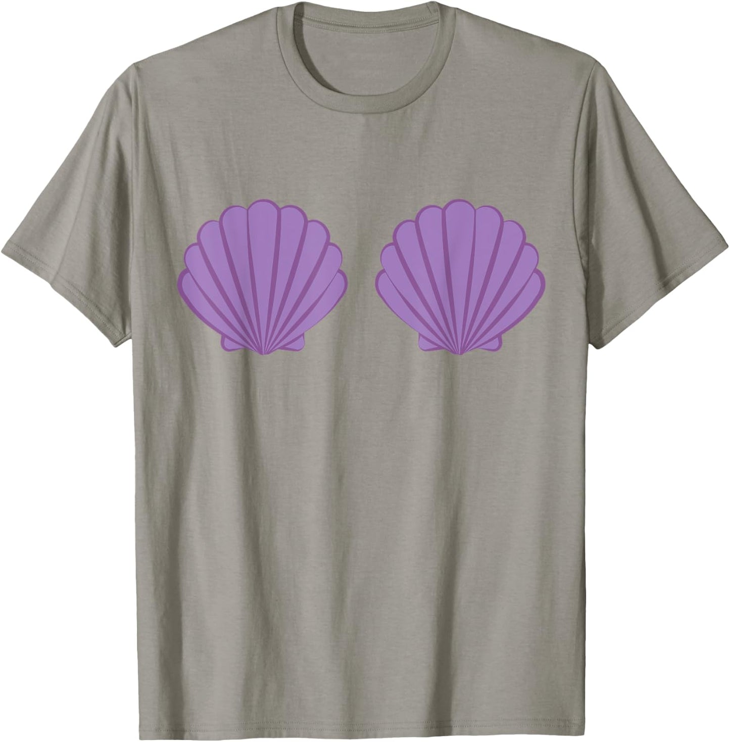 Mermaid Seashell Bra Purple Shells Cartoon Graphic T-Shirt - T-Shirt | Sand