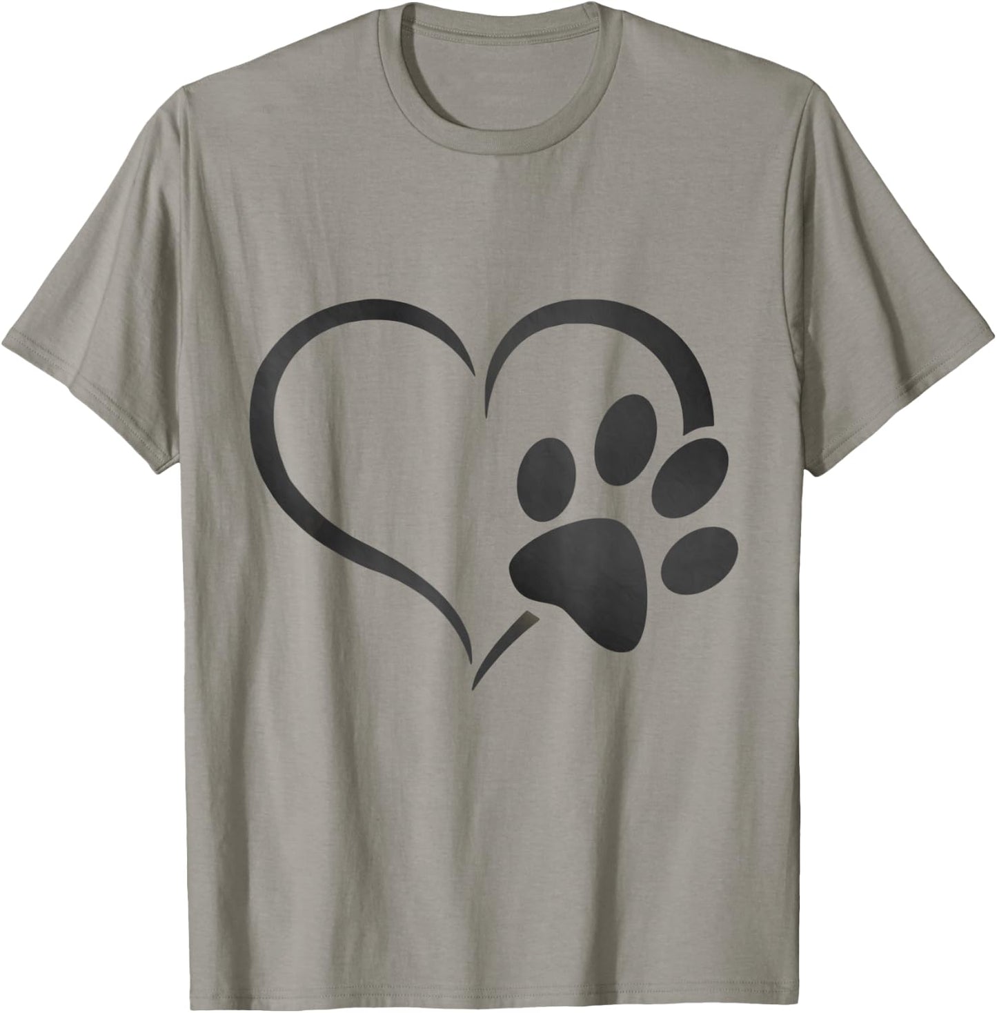 light grey black Dog Paw Print heart For Dogs Lover Women Kids T-Shirt - T-Shirt | Sand