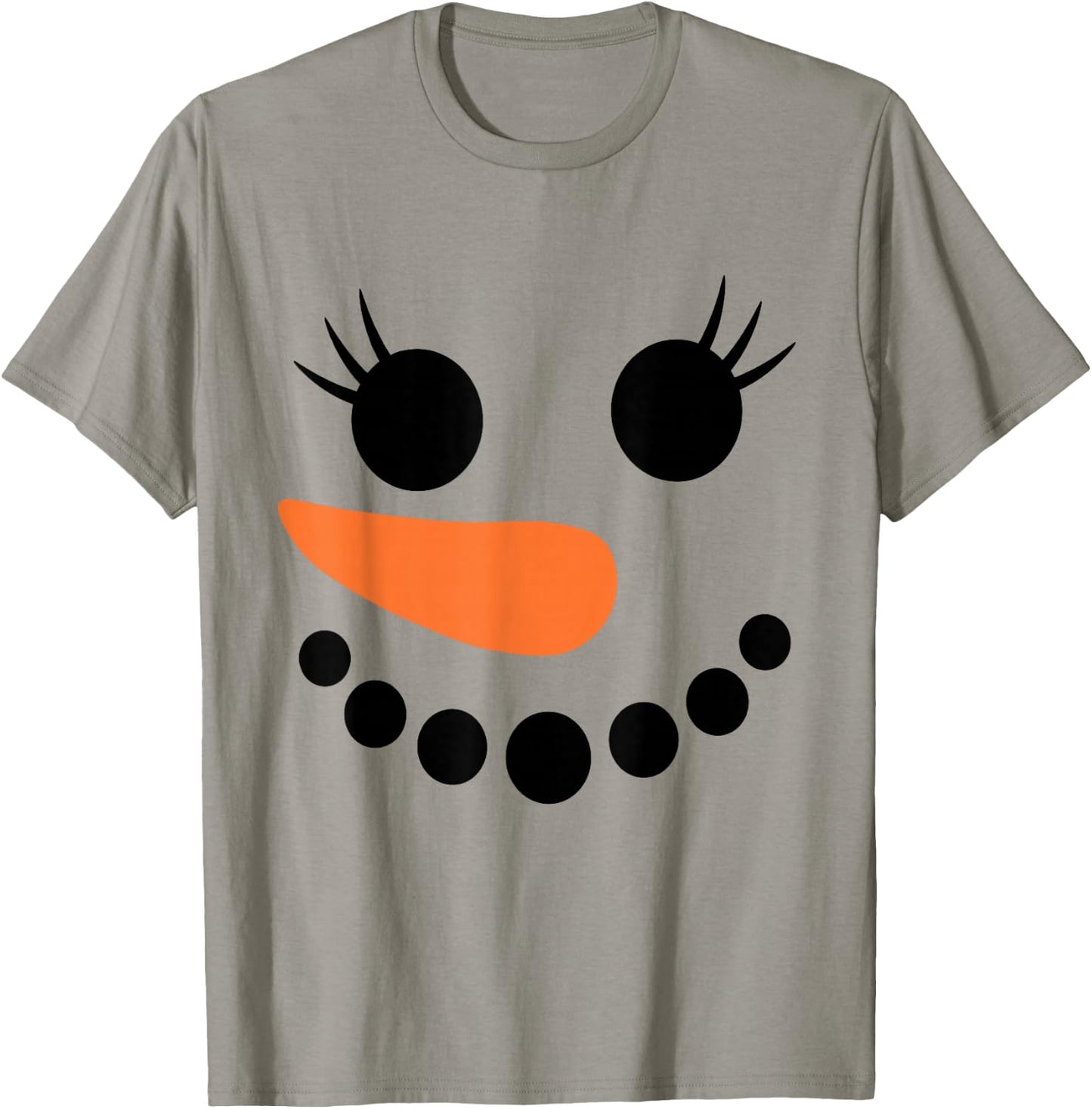 Winter Snowman Face Eyelashes Christmas Xmas For Girl T-Shirt - T-Shirt | Sand