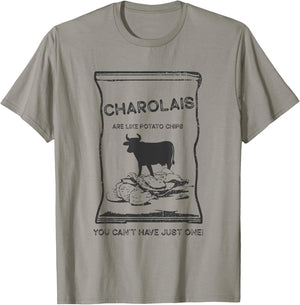 Cattle Like Potato Chips Can't Have One - Charolais T-Shirt - T-Shirt | Sand