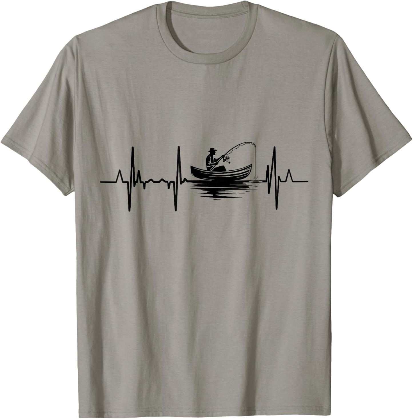 Fishing Pulse Line Angler Heartbeat T-Shirt - T-Shirt | Sand