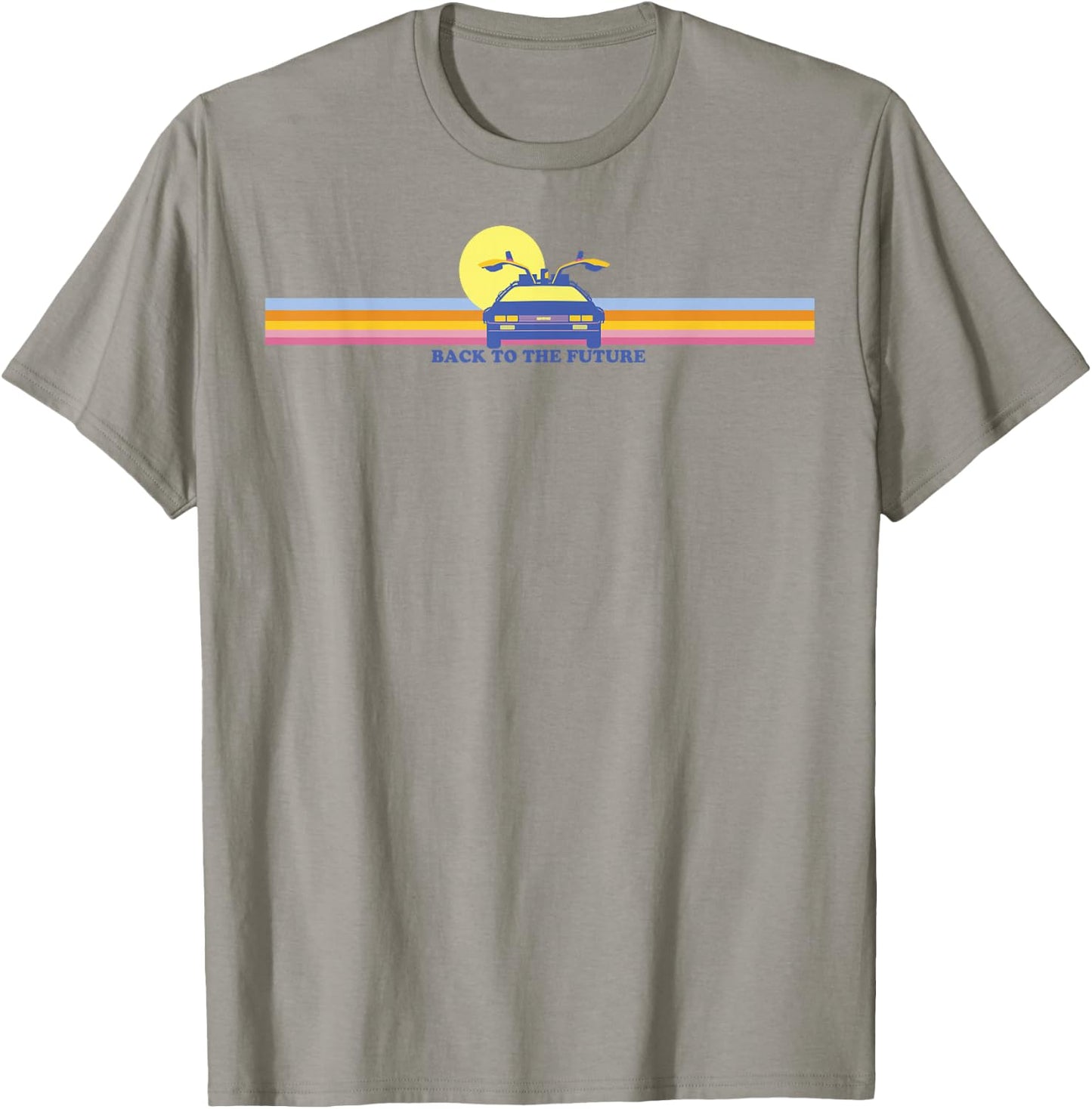 Zurück in die Zukunft, Delorean, Retro-Bruststreifen T-Shirt - T-Shirt | Sand