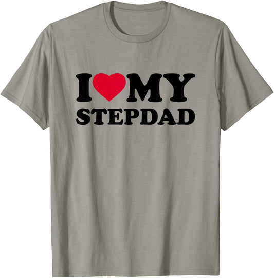 I Love My Step-Dad Heart Family Grandpa StepDad Bonus Dad T-Shirt - T-Shirt | Sand