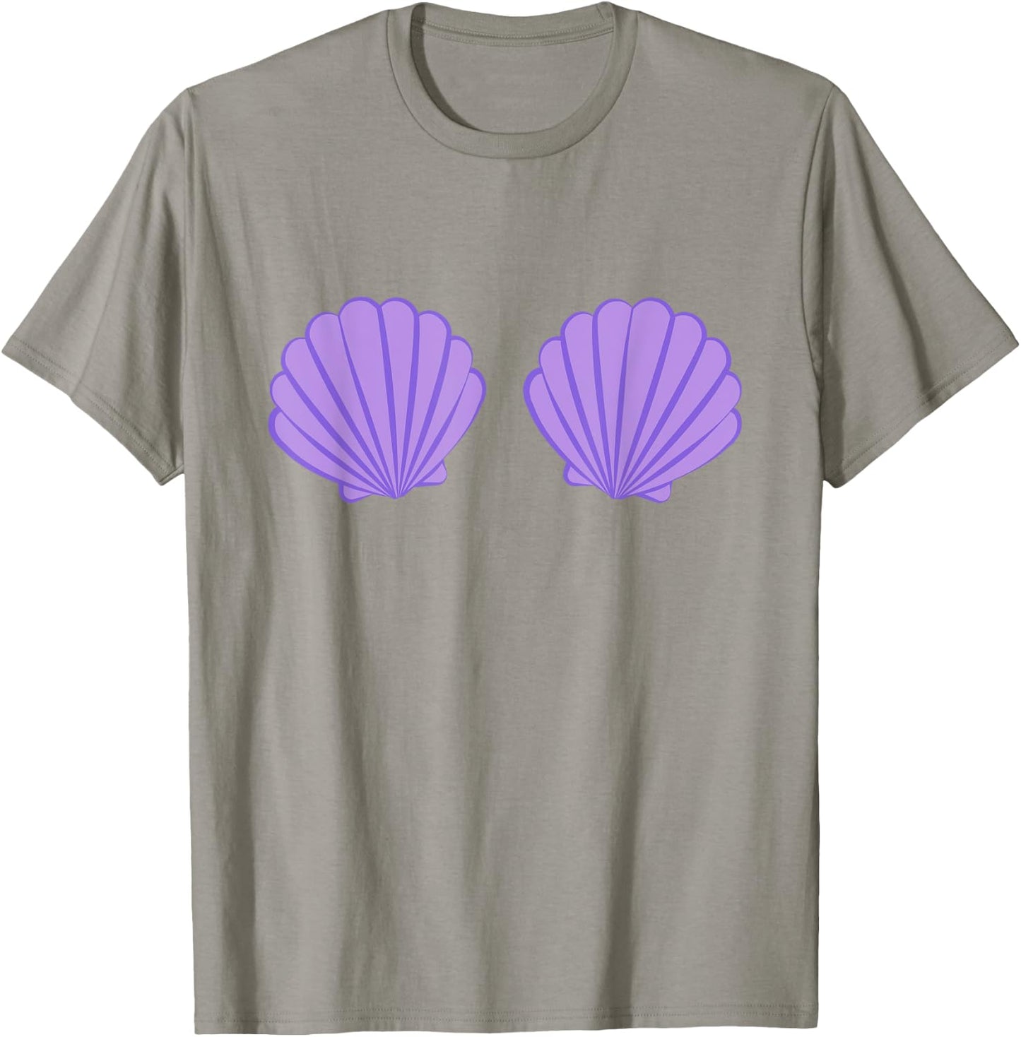 Mermaid Purple Seashell Bra Cartoon Graphic T-Shirt - T-Shirt | Sand