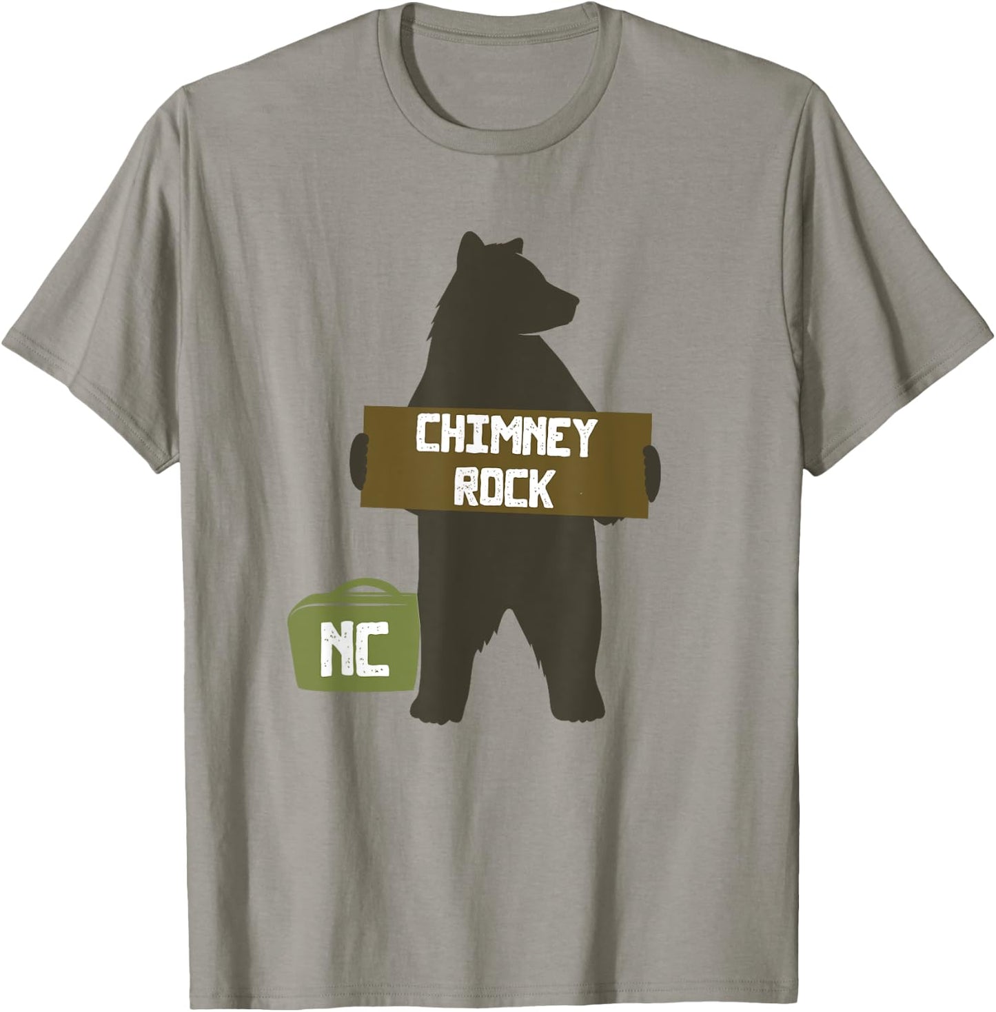 Chimney Rock North Carolina NC Cute Hitchhiking Bear T-Shirt - T-Shirt | Sand