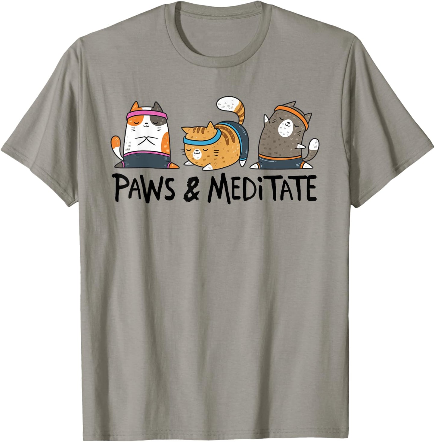 Yoga Cat Paws And Meditate Yoga Position Workout Gift T-Shirt - T-Shirt | Sand