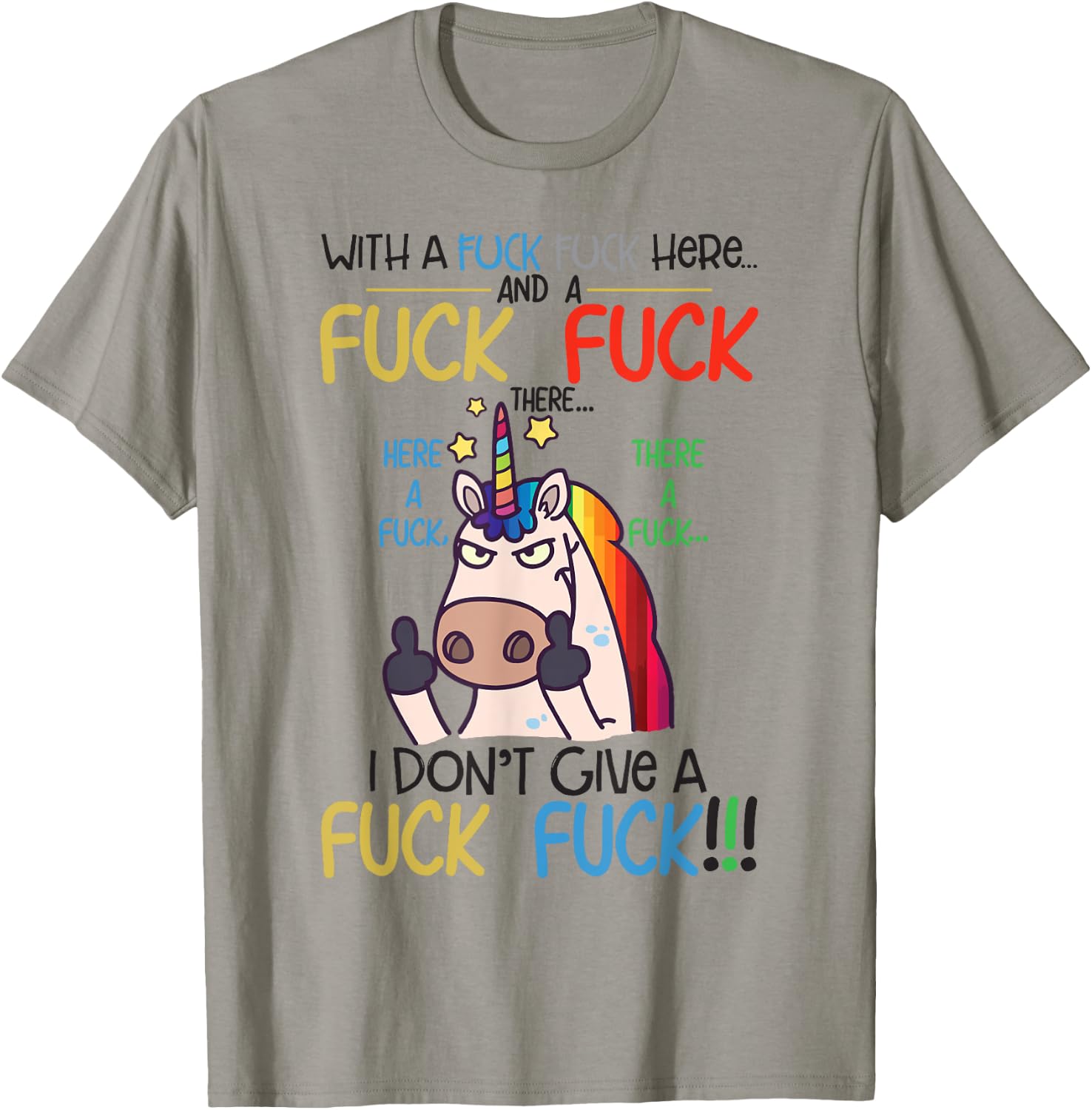 Here There I Don't Give A Funny Unicorn Shirt , white, S T-Shirt - T-Shirt | Sand