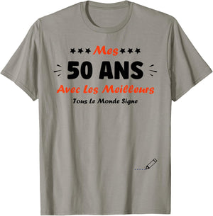 Humour 50 Years to Sign Birthday 50 Years Signature , white T-Shirt - T-Shirt | Sand