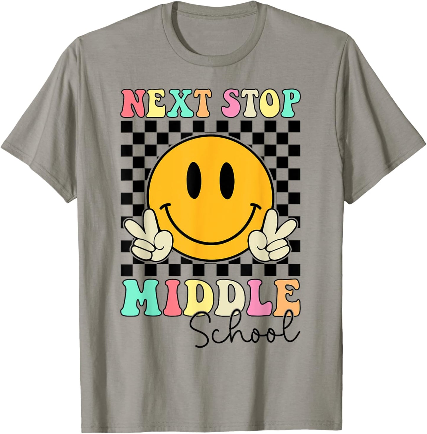 Groovy Next Stop Middle School Elementary School Graduation T-Shirt - T-Shirt | Sand