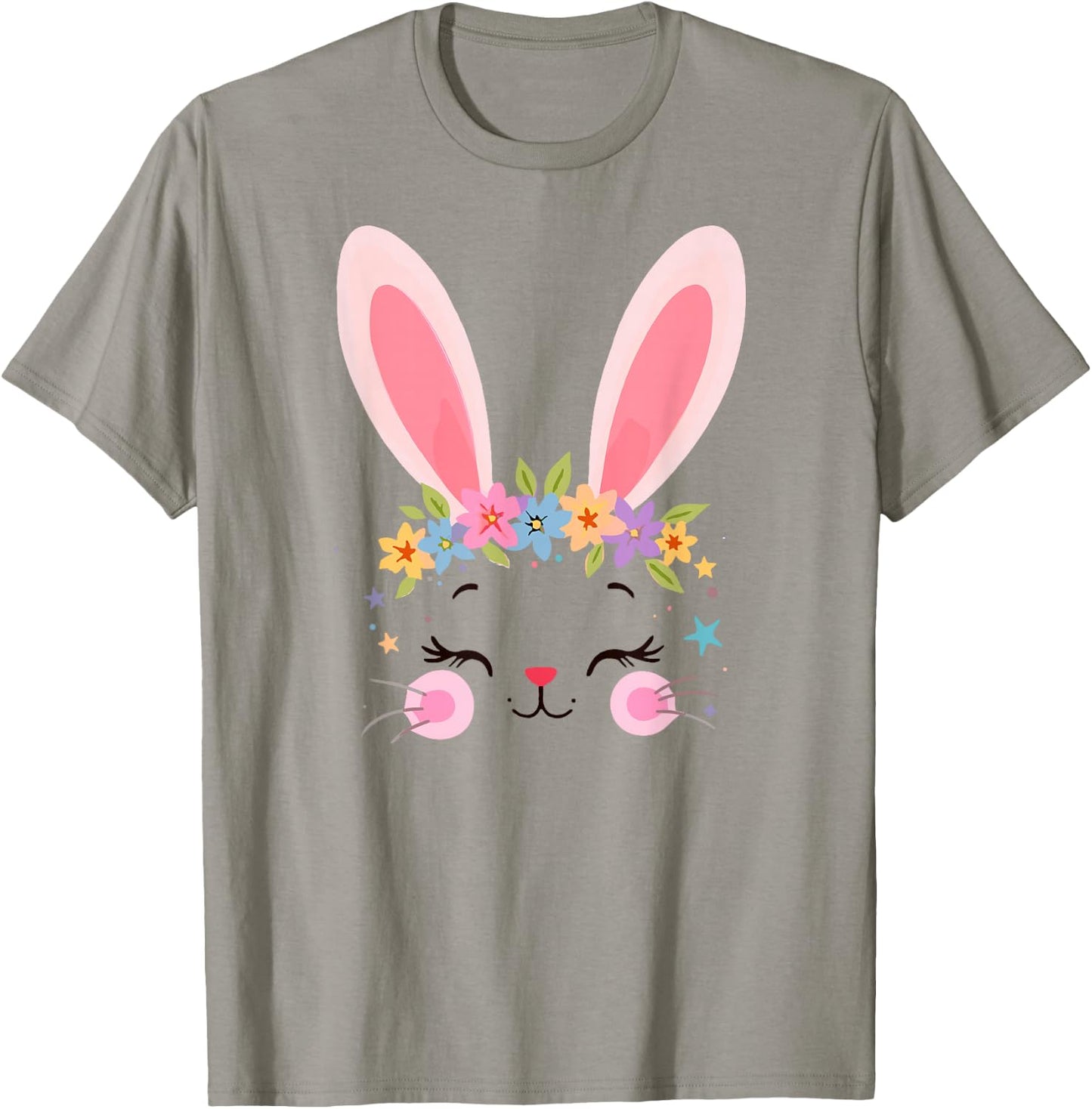 Cute Adorable Easter Bunny Face Rabbit Lover Women Floral T-Shirt - T-Shirt | Sand