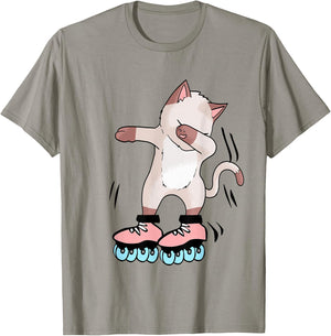 Teenager Animal Roller Skates Cat Skater Fashion Party Outfit White Women Girls Kids T-Shirt - T-Shirt | Sand