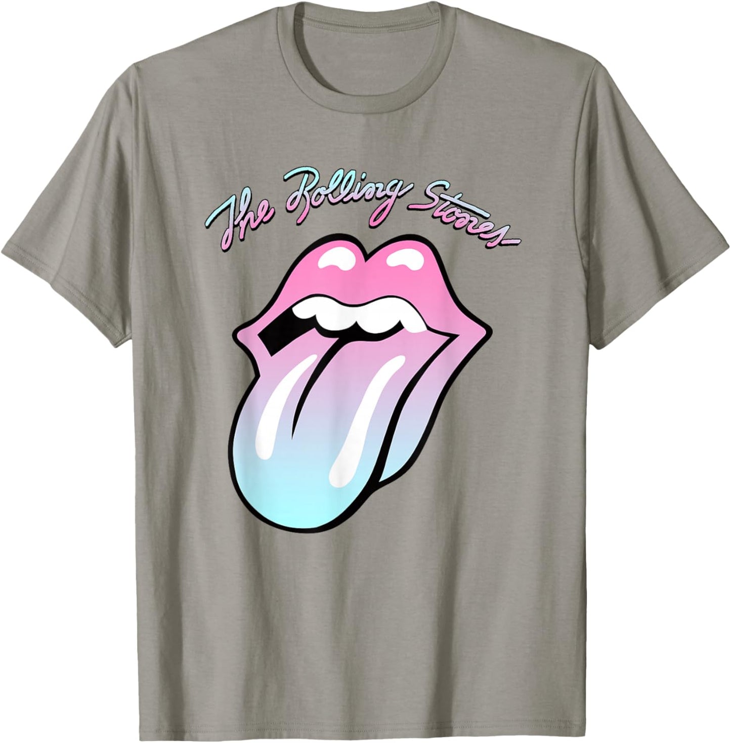 Official Rolling Stones Gradient Tongue , White T-Shirt - T-Shirt | Sand