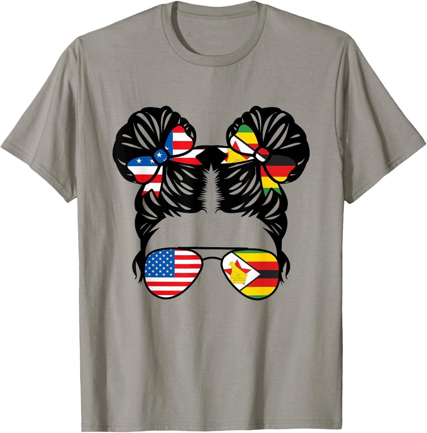 Half American Zimbabwean Girl USA Zimbabwe Flag Patriot T-Shirt - T-Shirt | Sand