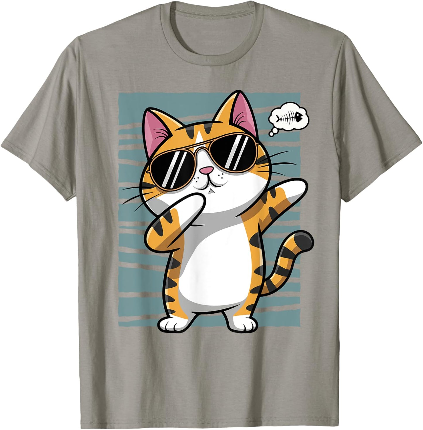 Funny Funny Cat Boy Girl Dab Dabbing Cat , white, S T-Shirt - T-Shirt | Sand