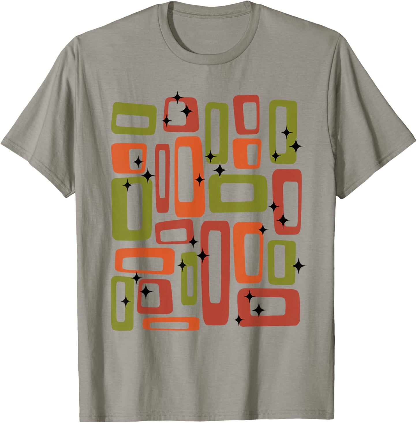 Midcentury Mid Century Retro Abstract Geometric Olive Green T-Shirt - T-Shirt | Sand