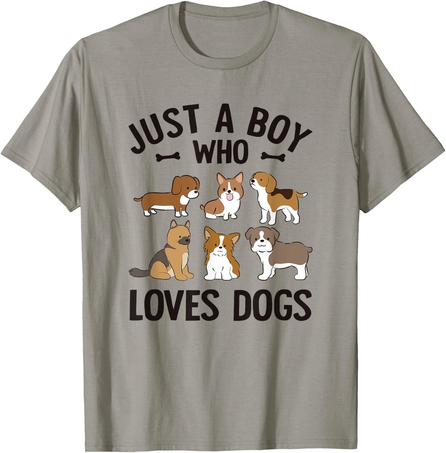 Just A Boy Who Loves Dogs Boys Toddler Puppy Dog Lover T-Shirt - T-Shirt | Sand