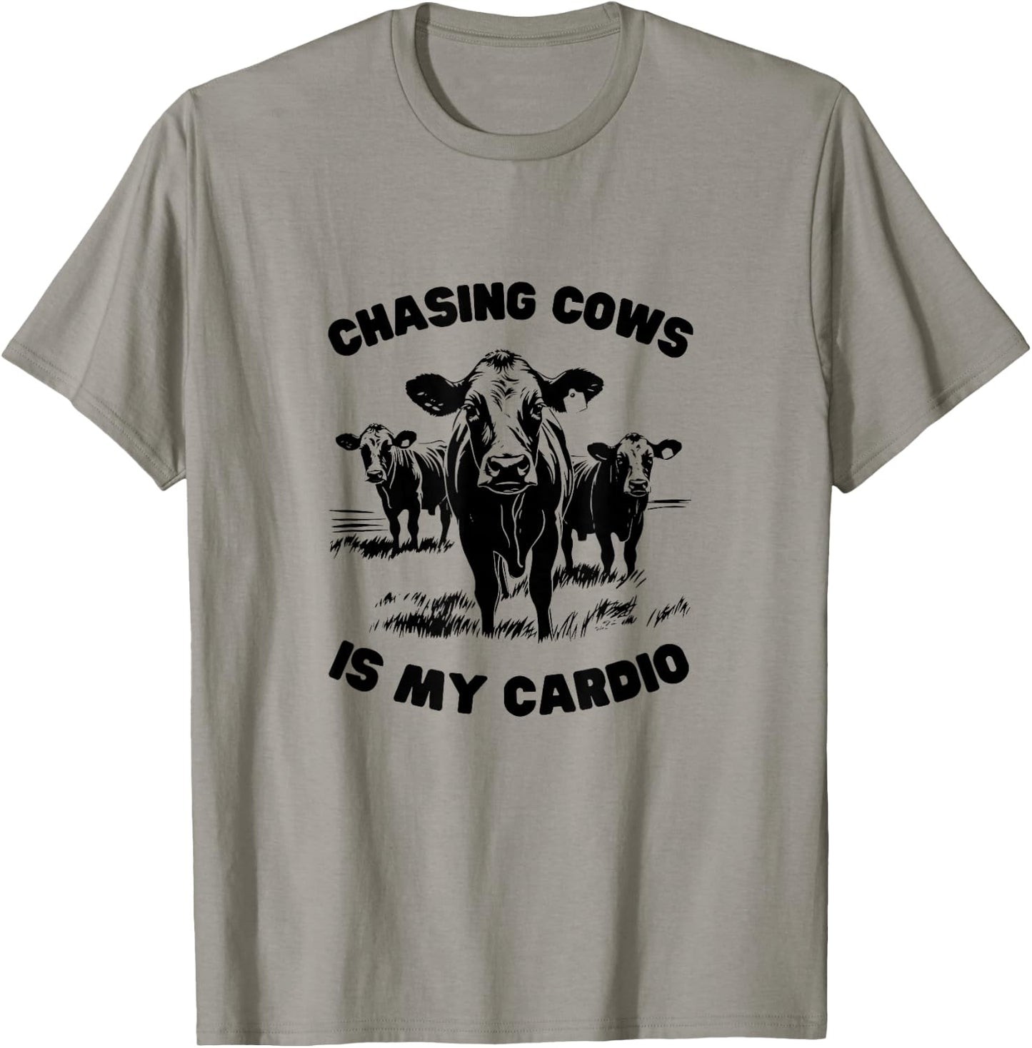 CHASING COWS IS MY CARDIO - Fun Farming T-Shirt - T-Shirt | Sand