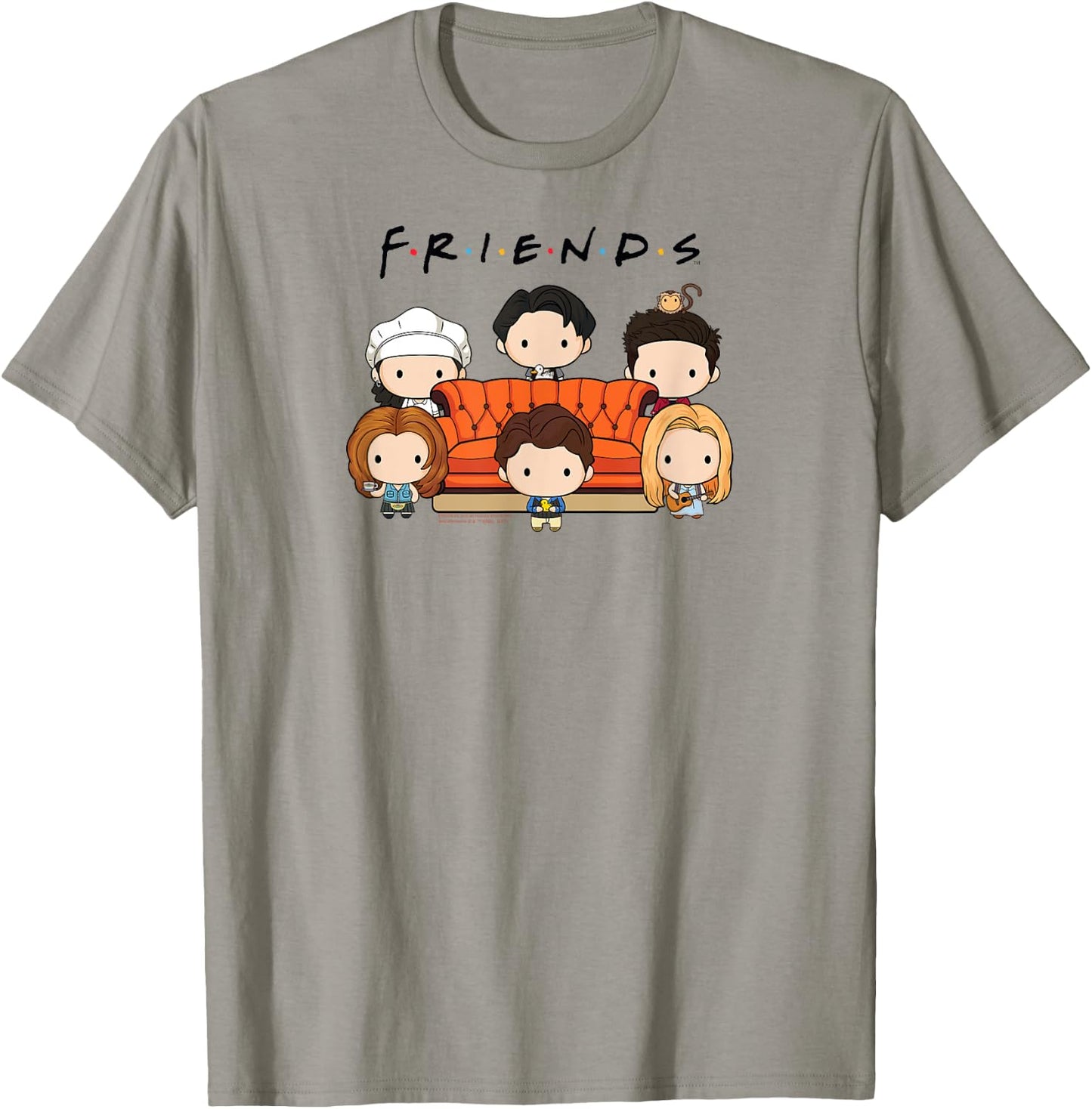 Friends Chibi Cast with Sofa Funny TV Show T-Shirt - T-Shirt | Sand