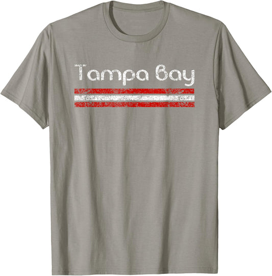 Tampa Bay Florida Retro Vintage Weathered Stripe Throwback T-Shirt - T-Shirt | Sand
