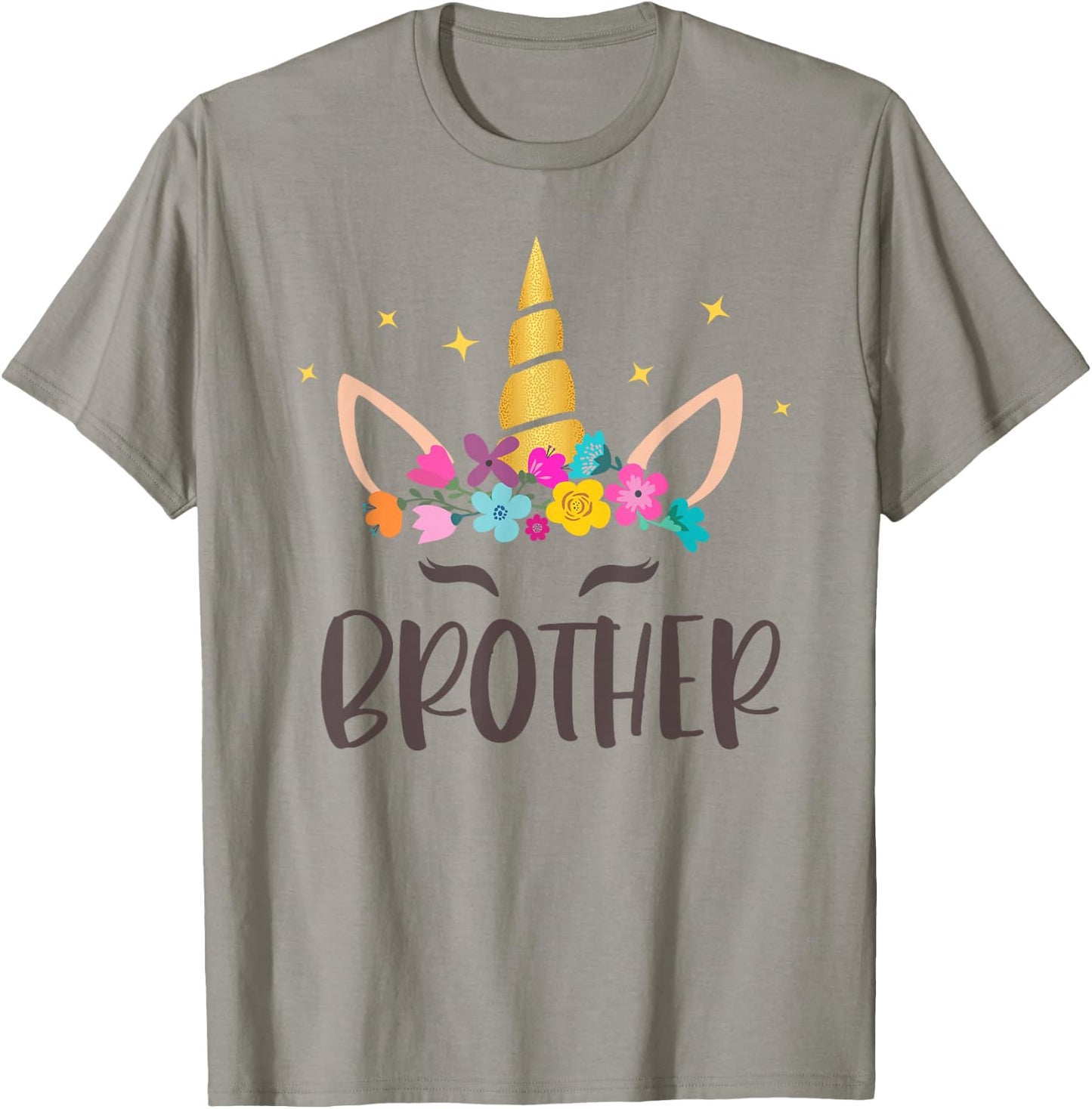 Brother Unicorn Floral Birthday Matching T-Shirt - T-Shirt | Sand