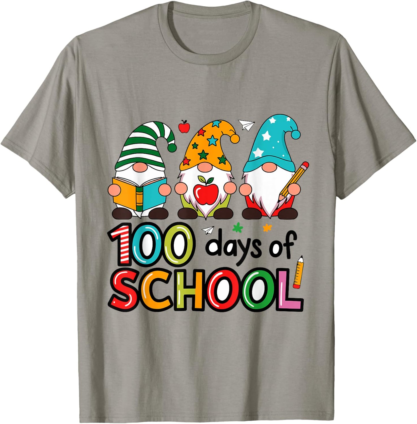 100th Day Of School Gnome Teachers Students 100 Days T-Shirt - T-Shirt | Sand