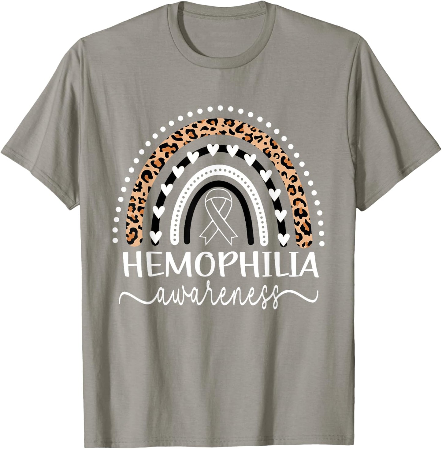 Hemophilia Awareness Wear Red Leopard Rainbow T-Shirt - T-Shirt | Sand