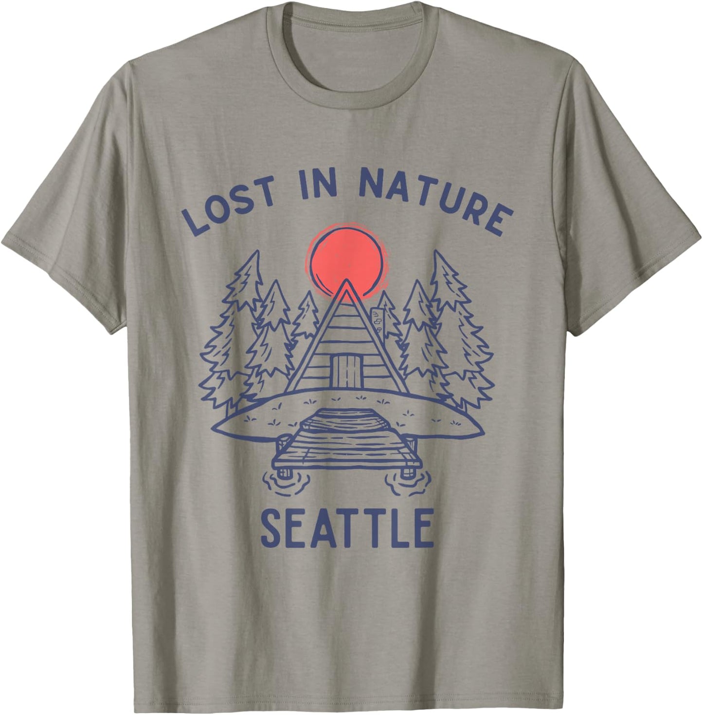 Lost in Nature Travel Vacation Seattle T-Shirt - T-Shirt | Sand
