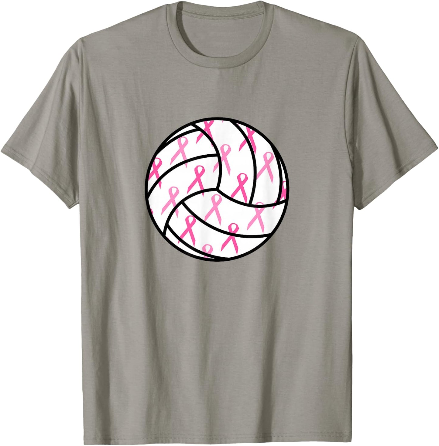 Volleyball Breast Cancer Awareness Pink Ribbon Teens Women T-Shirt - T-Shirt | Sand
